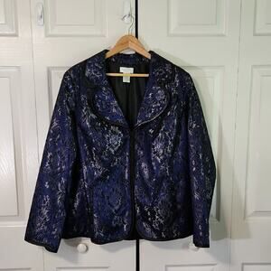 Vintage Laura Ashley Woman Dead Stock Floral‎ Lace Overlay Blazer SZ 2X Metallic